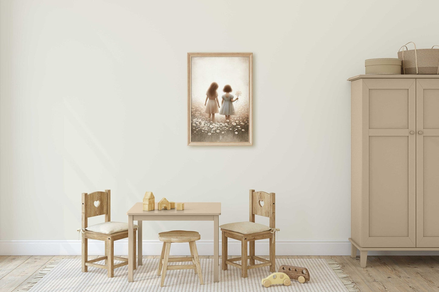 Sisterhood Wall Art, Vintage Sister Painting, Best Friends Decor - WildfieldPrints