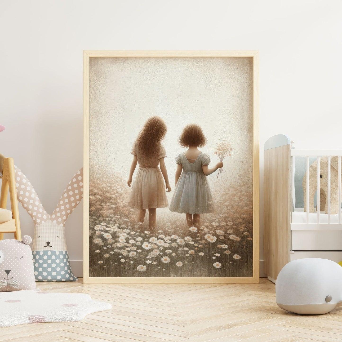 Sisterhood Wall Art, Vintage Sister Painting, Best Friends Decor - WildfieldPrints