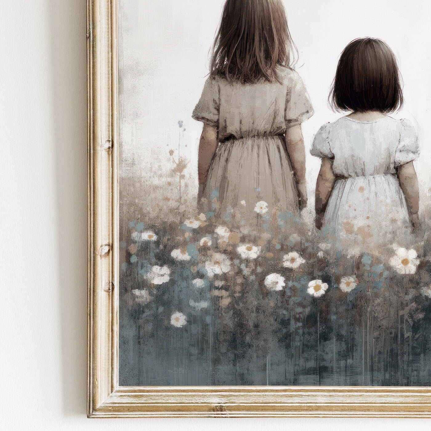 Sisterhood Wall Art, Vintage Sister Painting, Best Friends Decor - WildfieldPrints