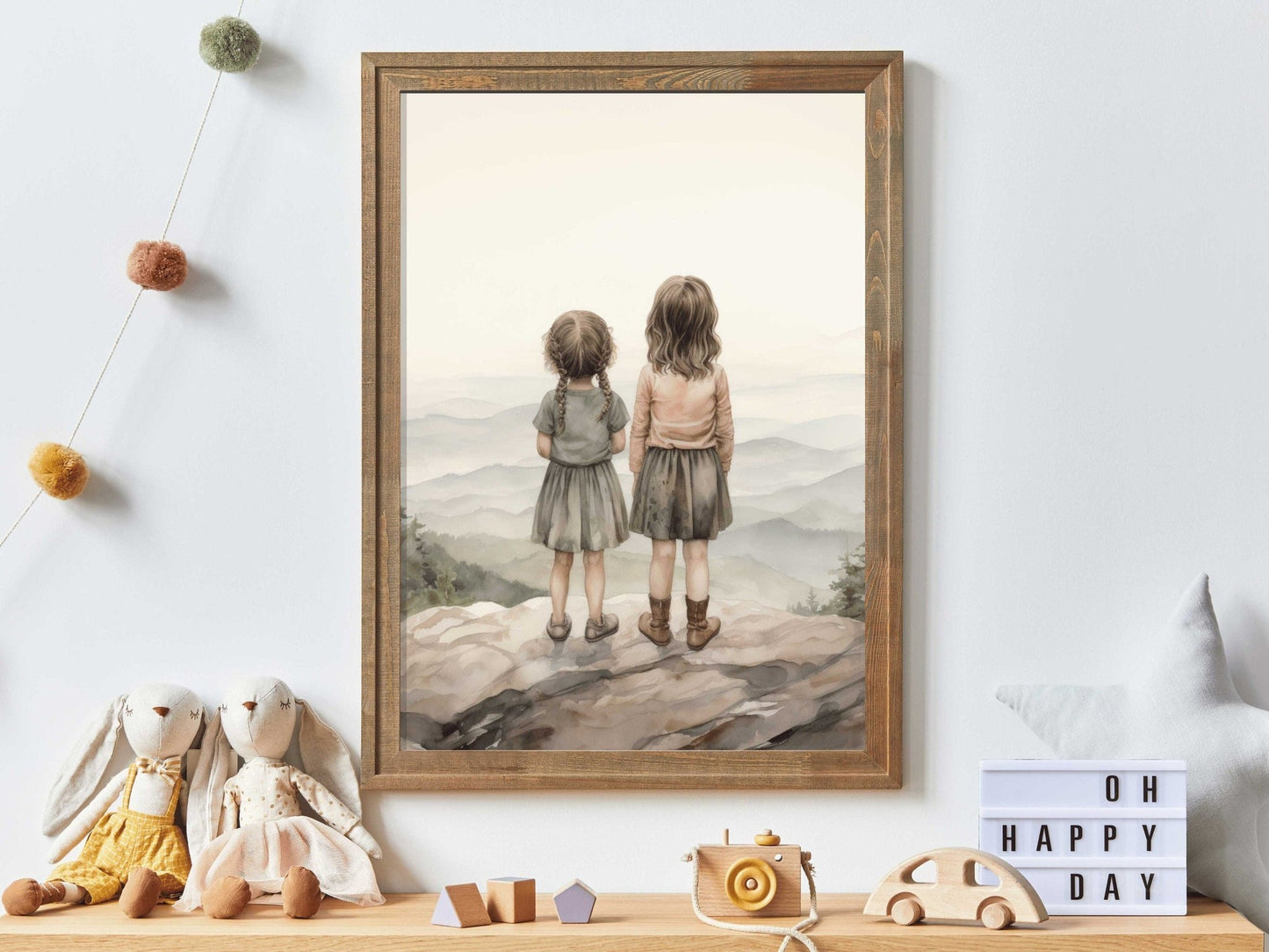 Sisters Bedroom Decor, Cute Room Print, Best Friends Wall Art - WildfieldPrints