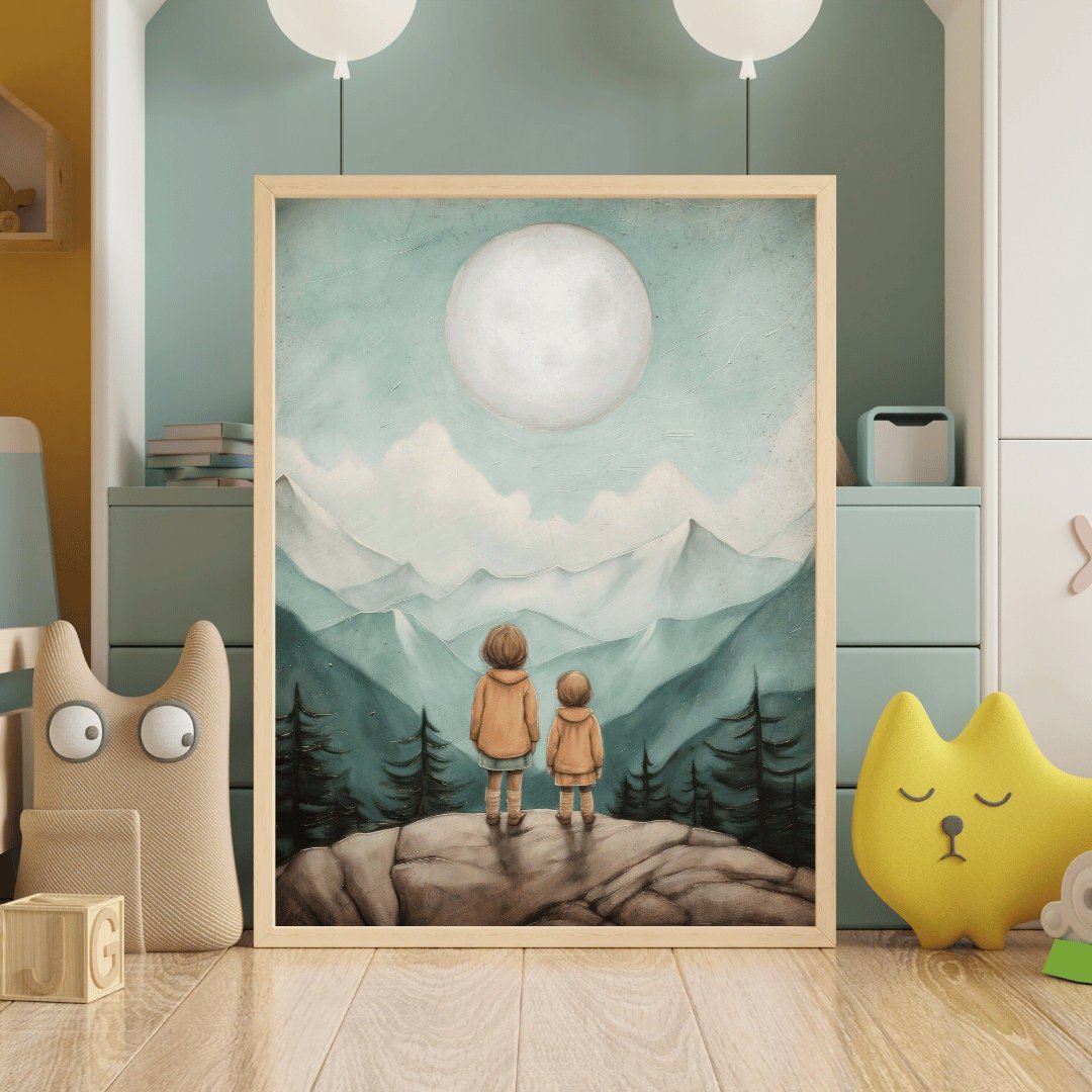 Sisters Room Print, Sister Wall Art, Adventure Toddler Decor - WildfieldPrints