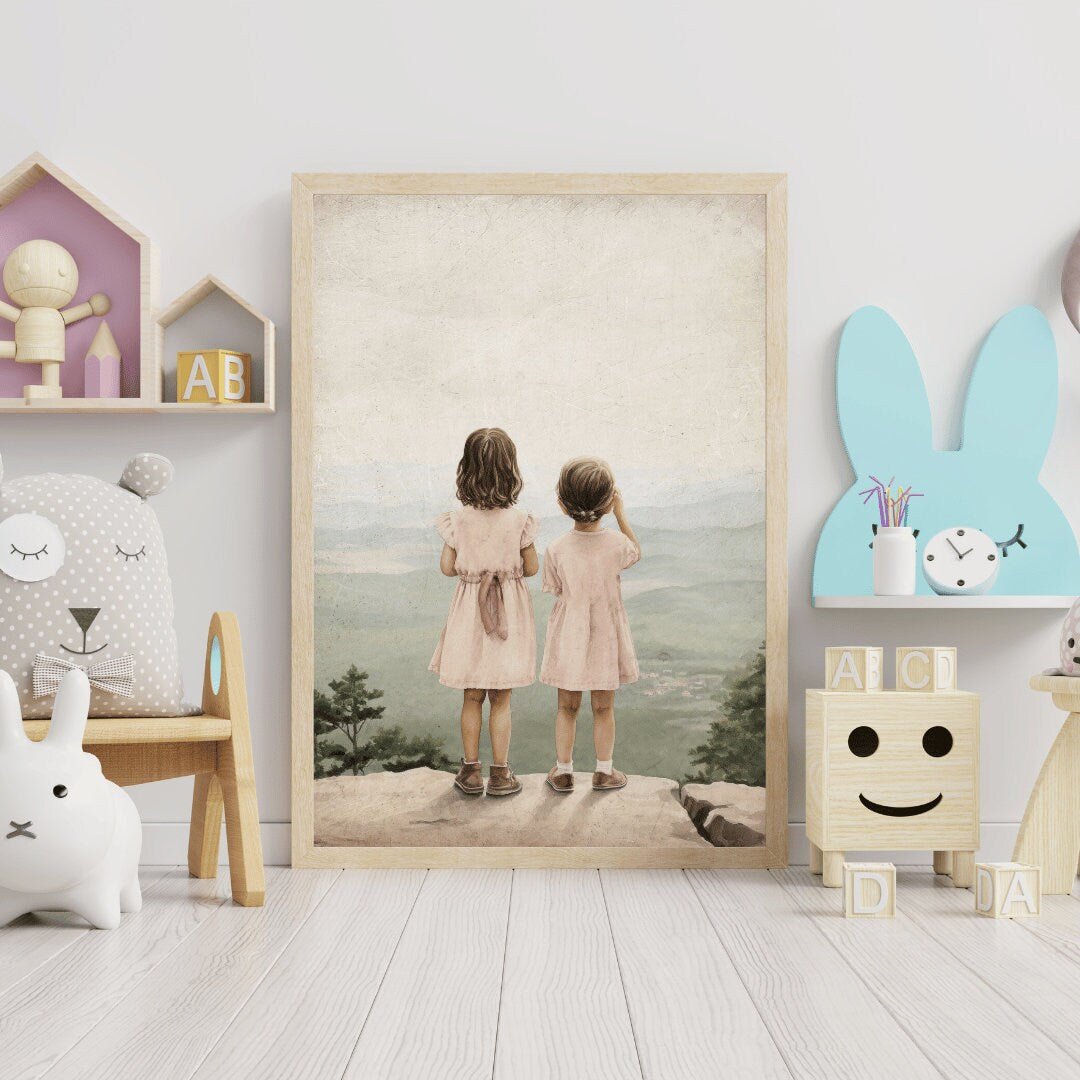 Sisters Room Prints, Adventure Theme Decor, Toddler Girl Wall Art - WildfieldPrints