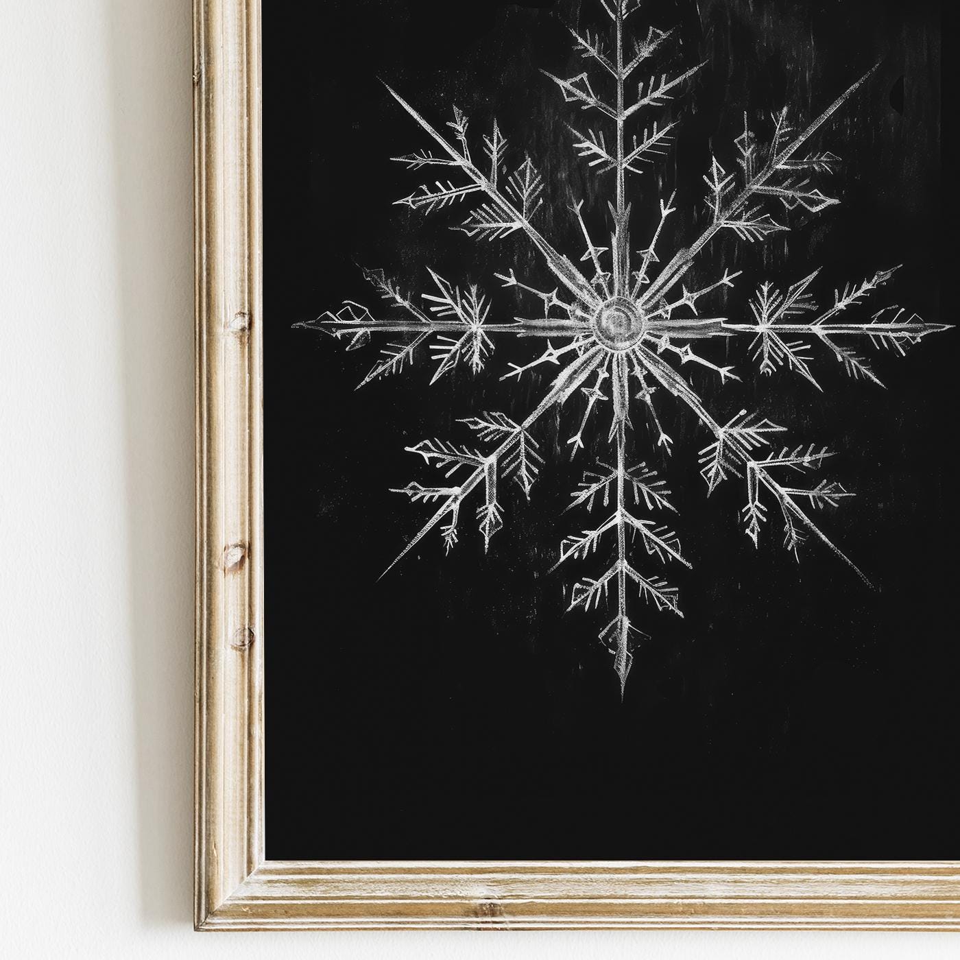 Snow Crystal Print, Christmas Wall Art, Modern Farmhouse Decor - WildfieldPrints
