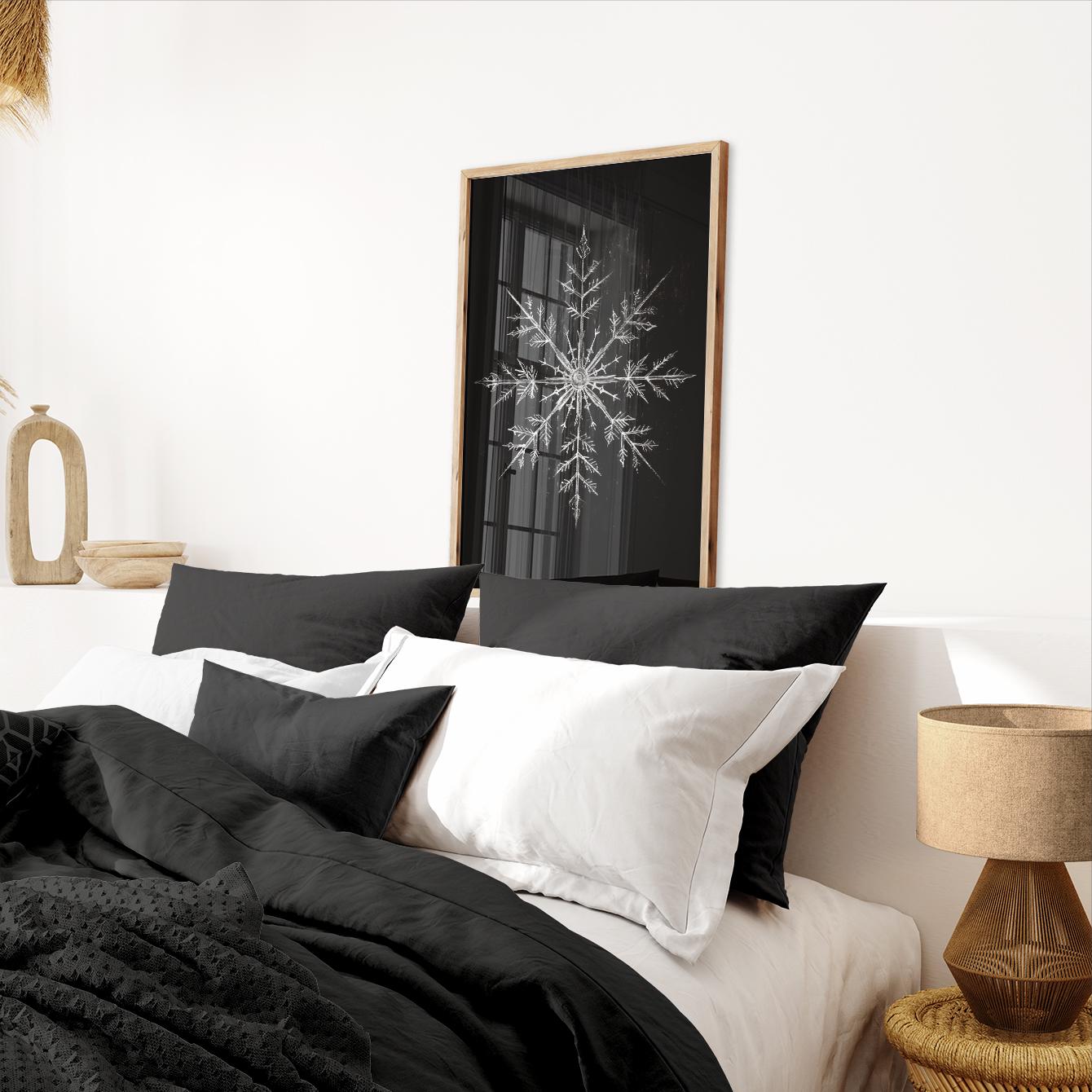 Snow Crystal Print, Christmas Wall Art, Modern Farmhouse Decor - WildfieldPrints