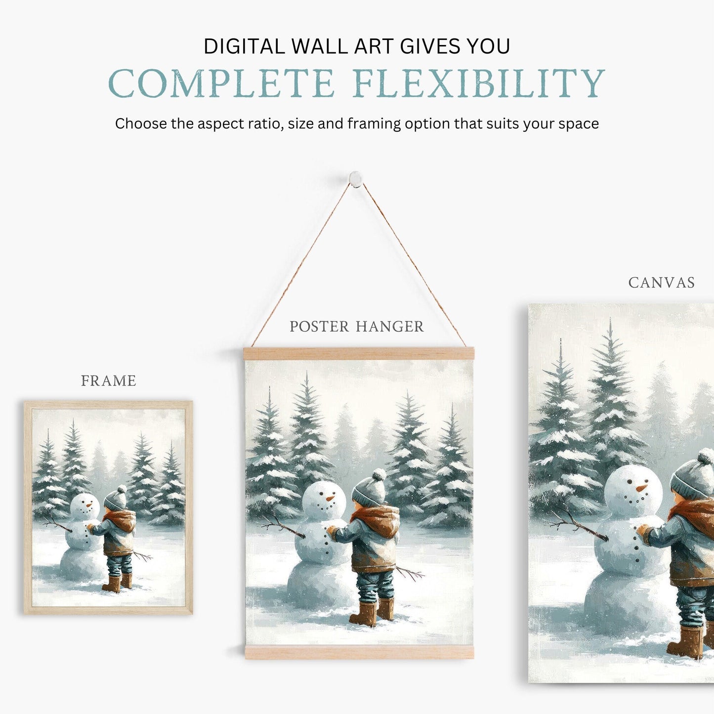 Snowman Print, Boys Room Decor, Winter Nursery Wall Art - WildfieldPrints
