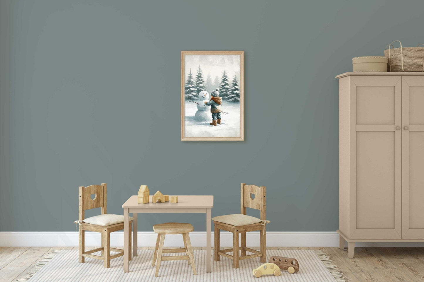 Snowman Print, Boys Room Decor, Winter Nursery Wall Art - WildfieldPrints
