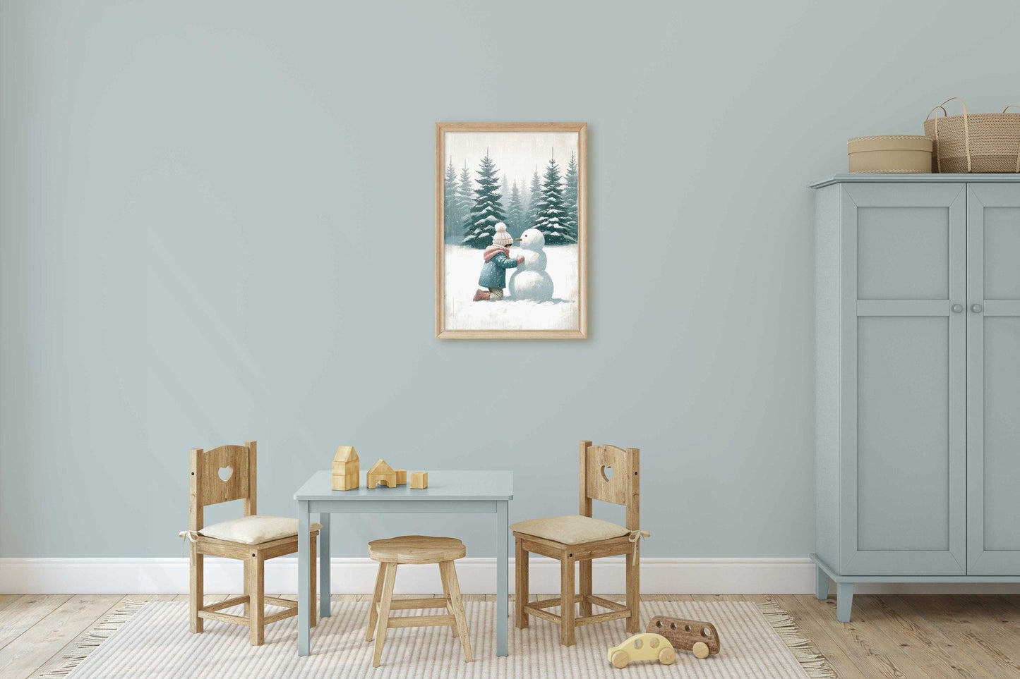 Snowman Print, Girls Room Decor, Winter Nursery Wall Art - WildfieldPrints
