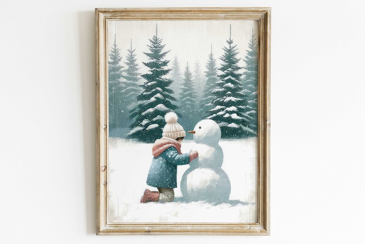 Snowman Print, Girls Room Decor, Winter Nursery Wall Art - WildfieldPrints