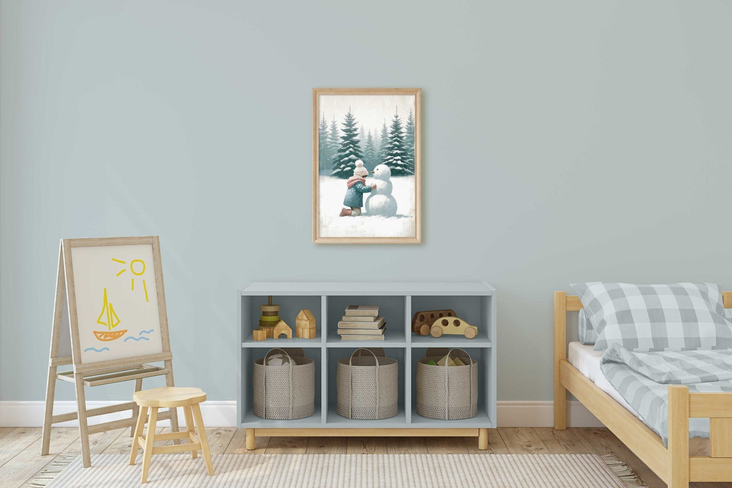 Snowman Print, Girls Room Decor, Winter Nursery Wall Art - WildfieldPrints