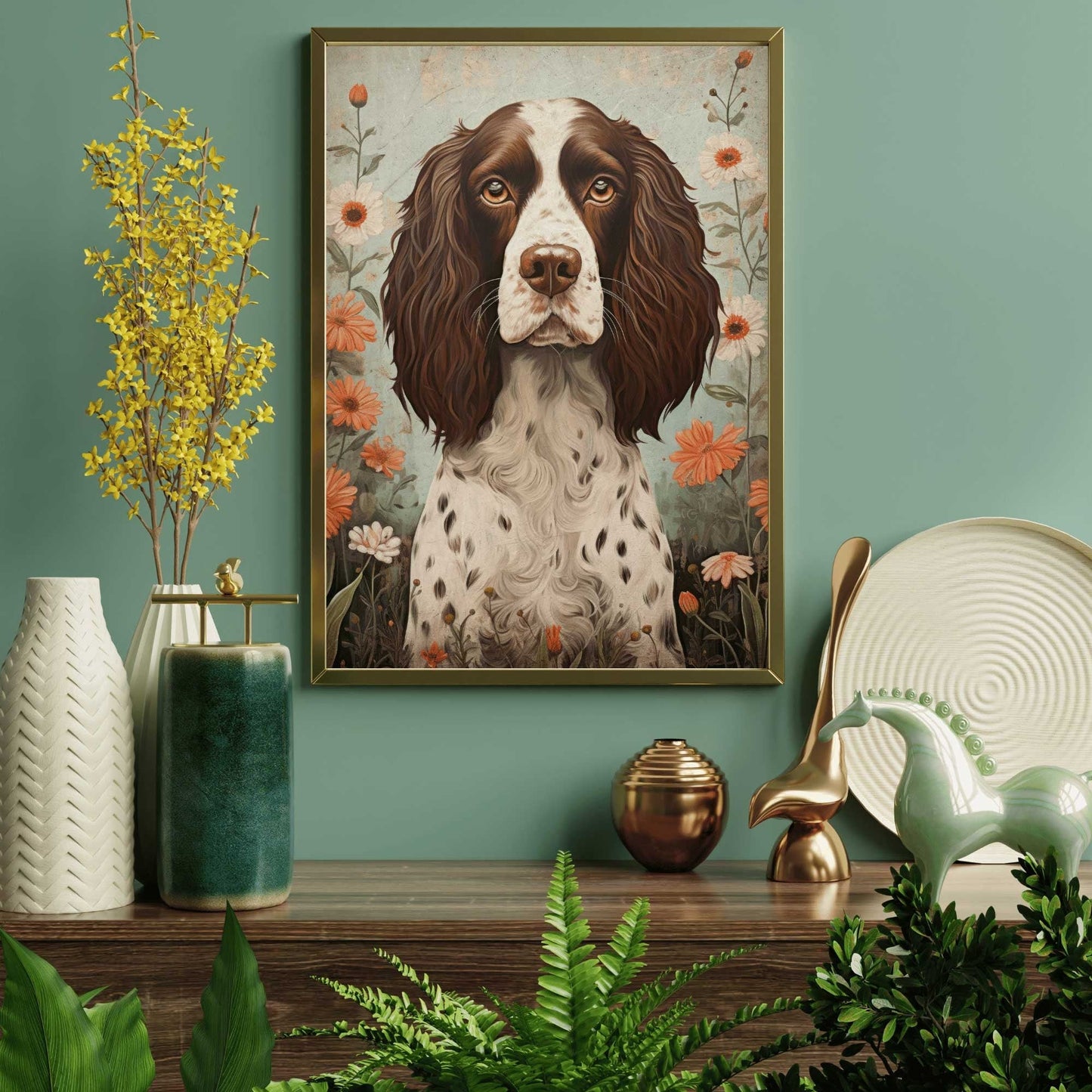 Springer Spaniel Art, Vintage Dog Portrait, Unique Decor Gift - WildfieldPrints