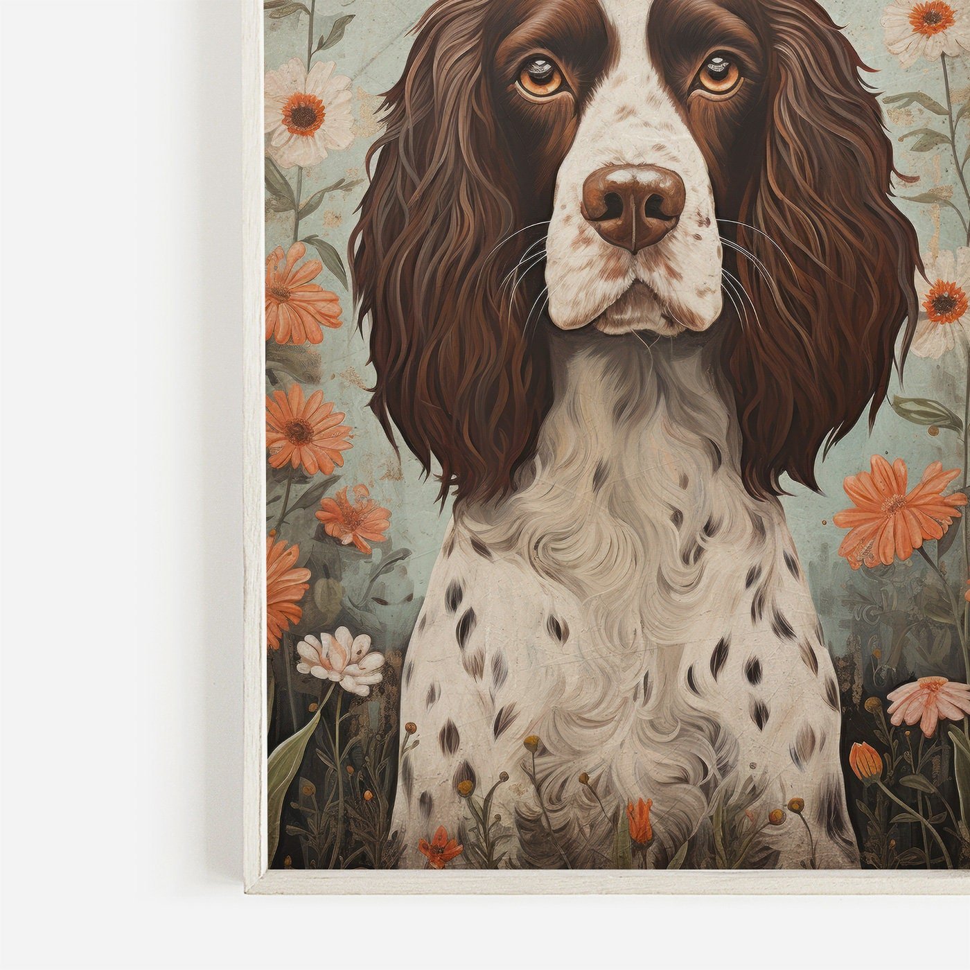 Springer Spaniel Art, Vintage Dog Portrait, Unique Decor Gift - WildfieldPrints