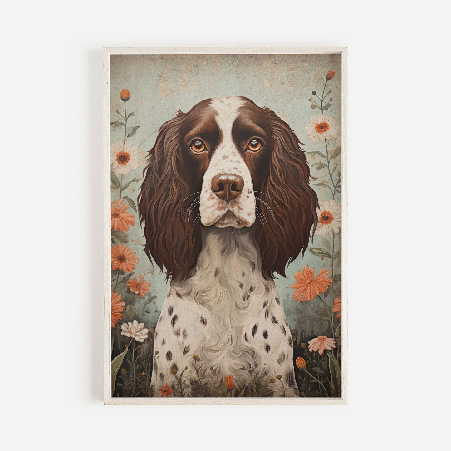 Springer Spaniel Art, Vintage Dog Portrait, Unique Decor Gift - WildfieldPrints