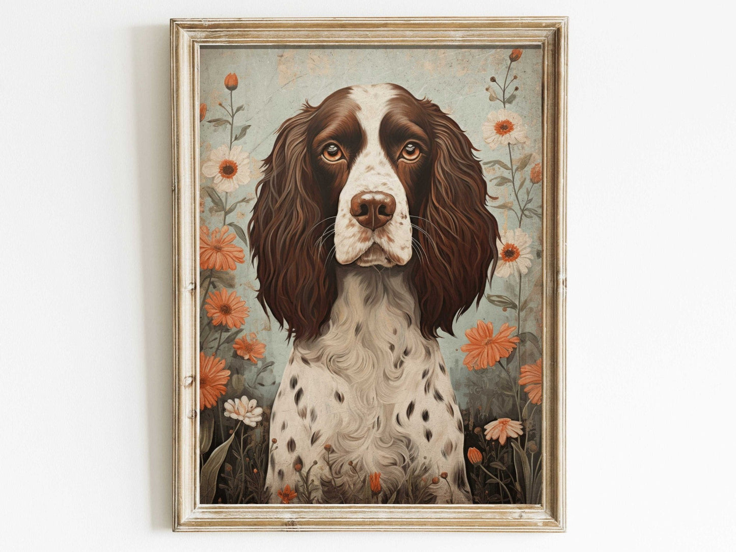 Springer Spaniel Art, Vintage Dog Portrait, Unique Decor Gift - WildfieldPrints
