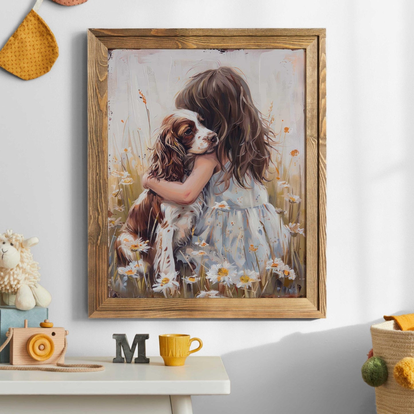 Springer Spaniel Nursery Art, Vintage Dog Decor, Brown & White Print - WildfieldPrints