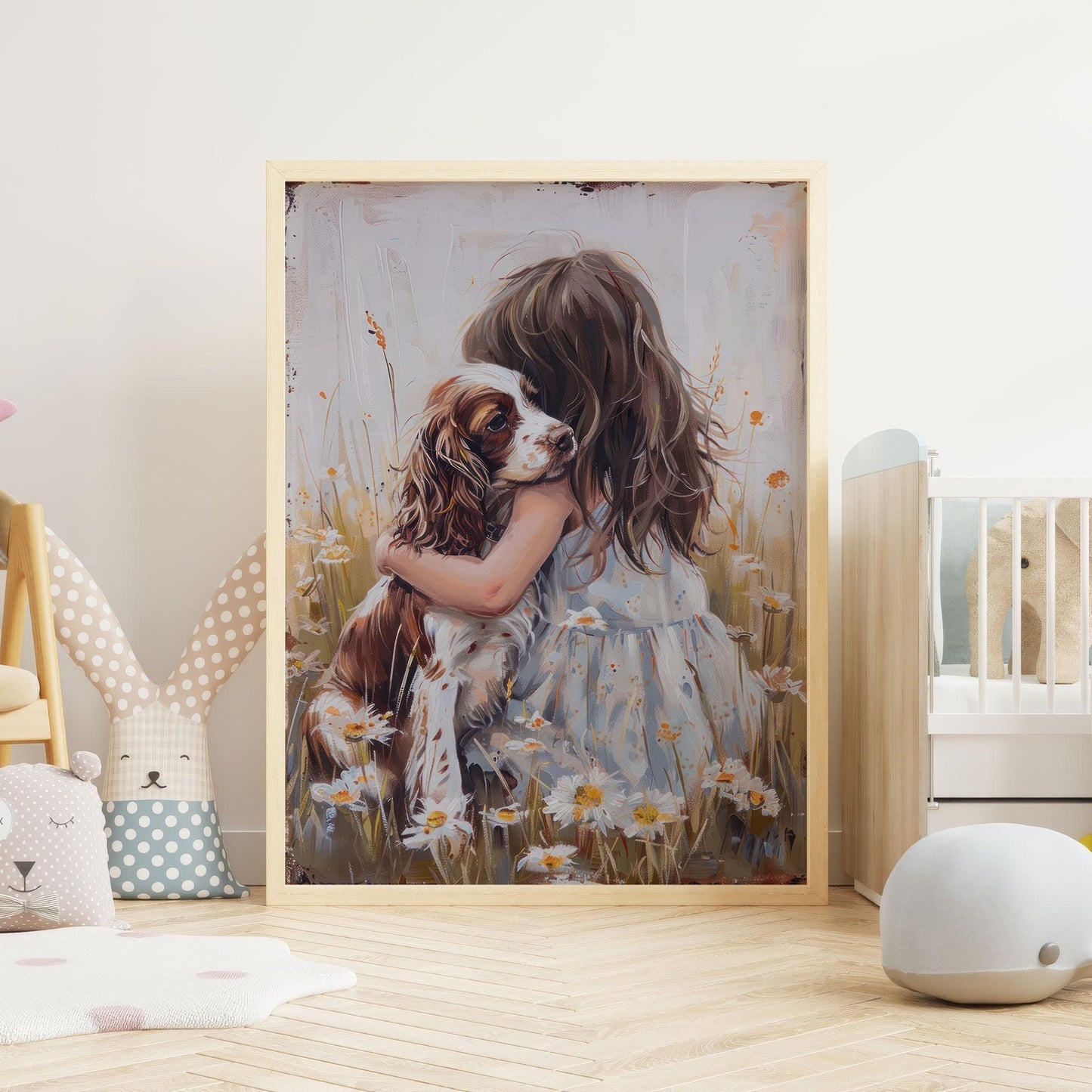 Springer Spaniel Nursery Art, Vintage Dog Decor, Brown & White Print - WildfieldPrints