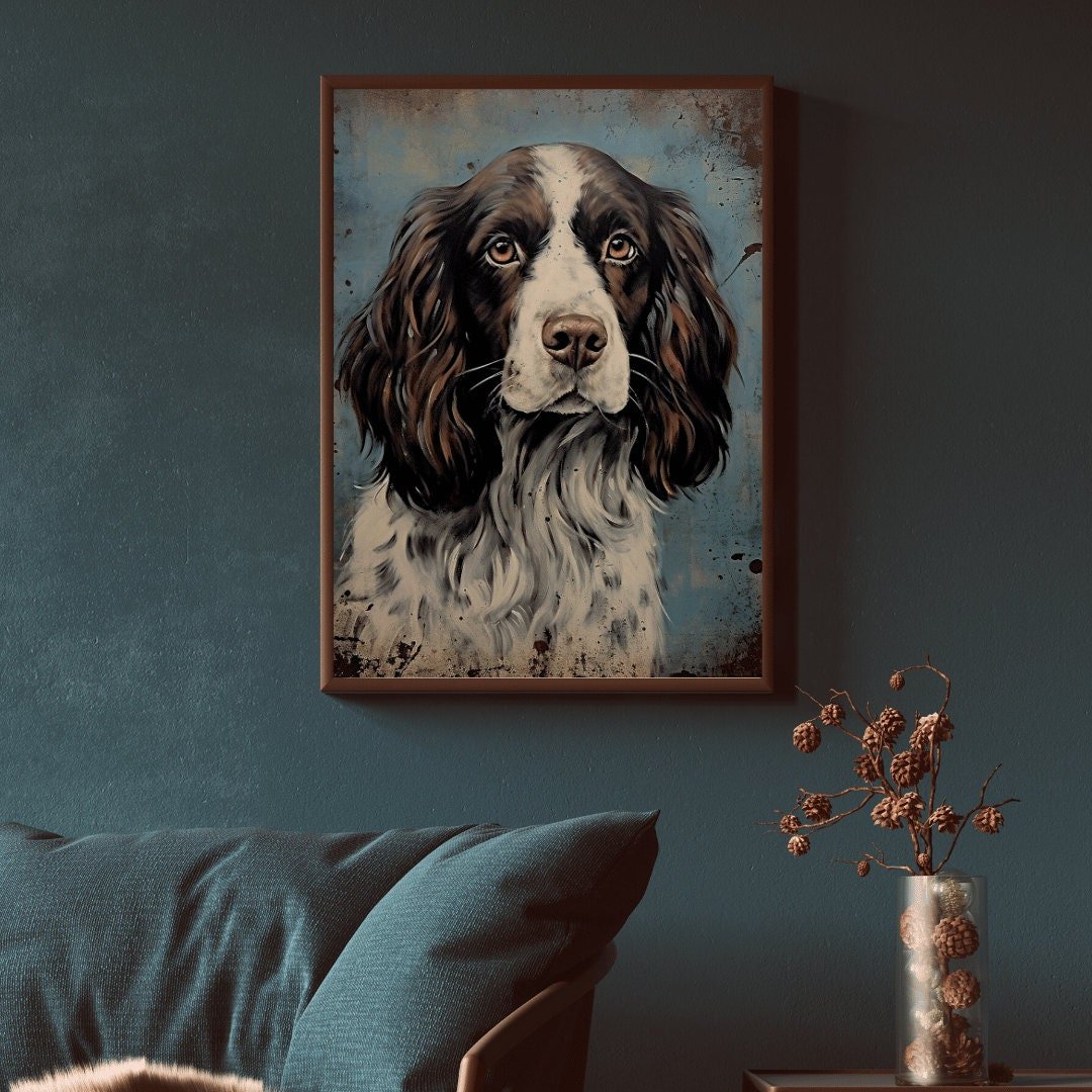 Springer Spaniel Portrait, Rustic Dog Decor, Perfect Gift for Owners - WildfieldPrints
