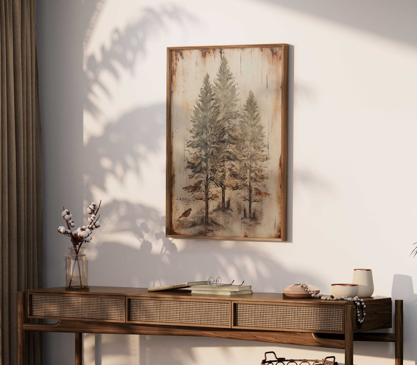 Spruce Tree Art, Vintage Forest Decor, Christmas Wall Art - WildfieldPrints