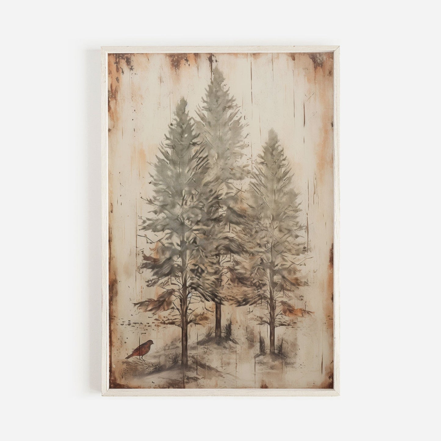 Spruce Tree Art, Vintage Forest Decor, Christmas Wall Art - WildfieldPrints