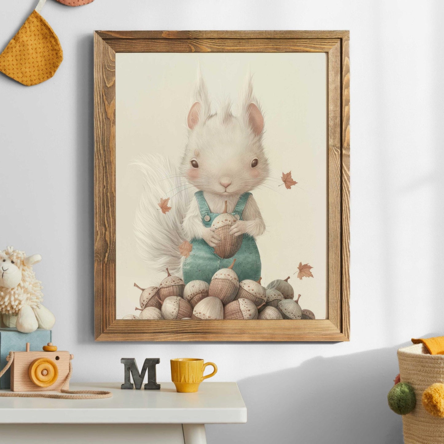 Squirrel Nursery Prints, Whimsical Woodland Decor, Acorn and Squirrel - WildfieldPrints