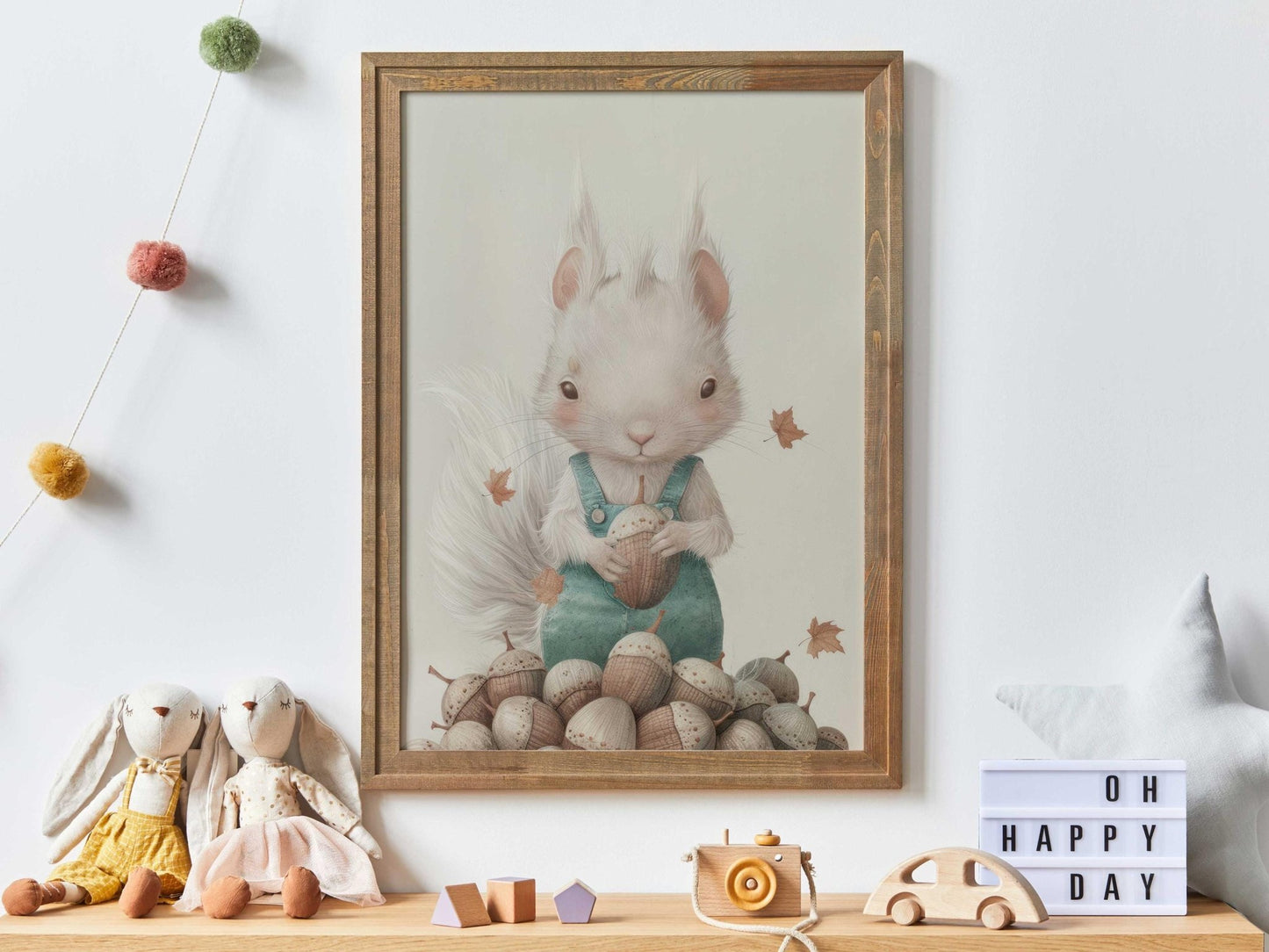 Squirrel Nursery Prints, Whimsical Woodland Decor, Acorn and Squirrel - WildfieldPrints