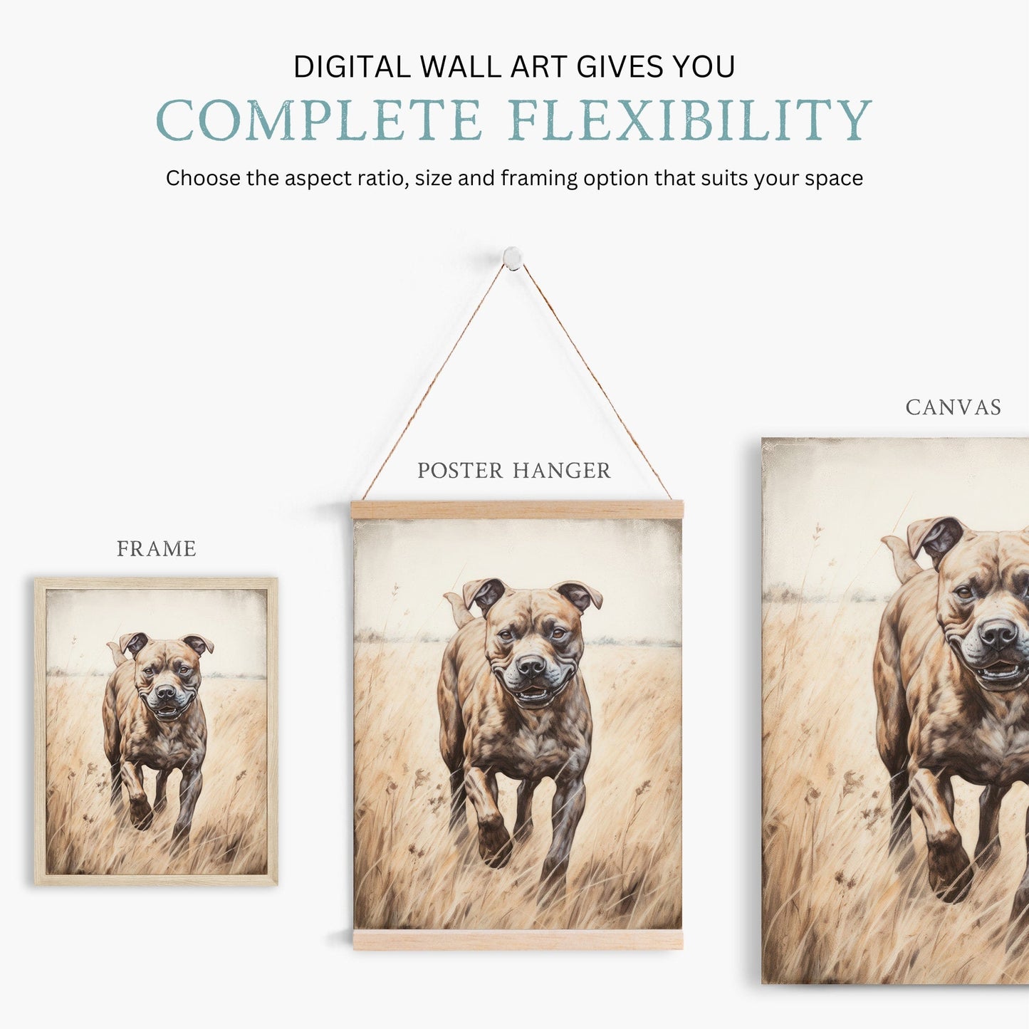 Staffordshire Bull Terrier Art, Rustic Dog Decor, Staffy Portrait - WildfieldPrints