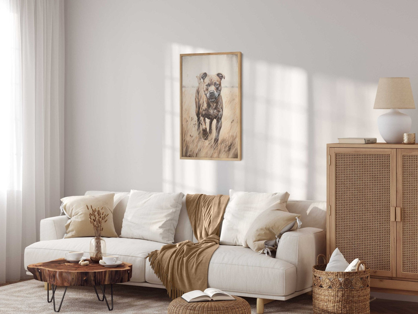 Staffordshire Bull Terrier Art, Rustic Dog Decor, Staffy Portrait - WildfieldPrints