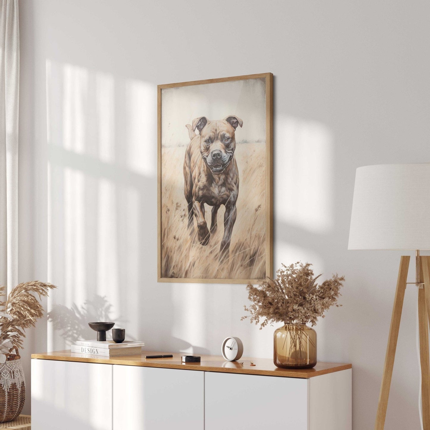 Staffordshire Bull Terrier Art, Rustic Dog Decor, Staffy Portrait - WildfieldPrints