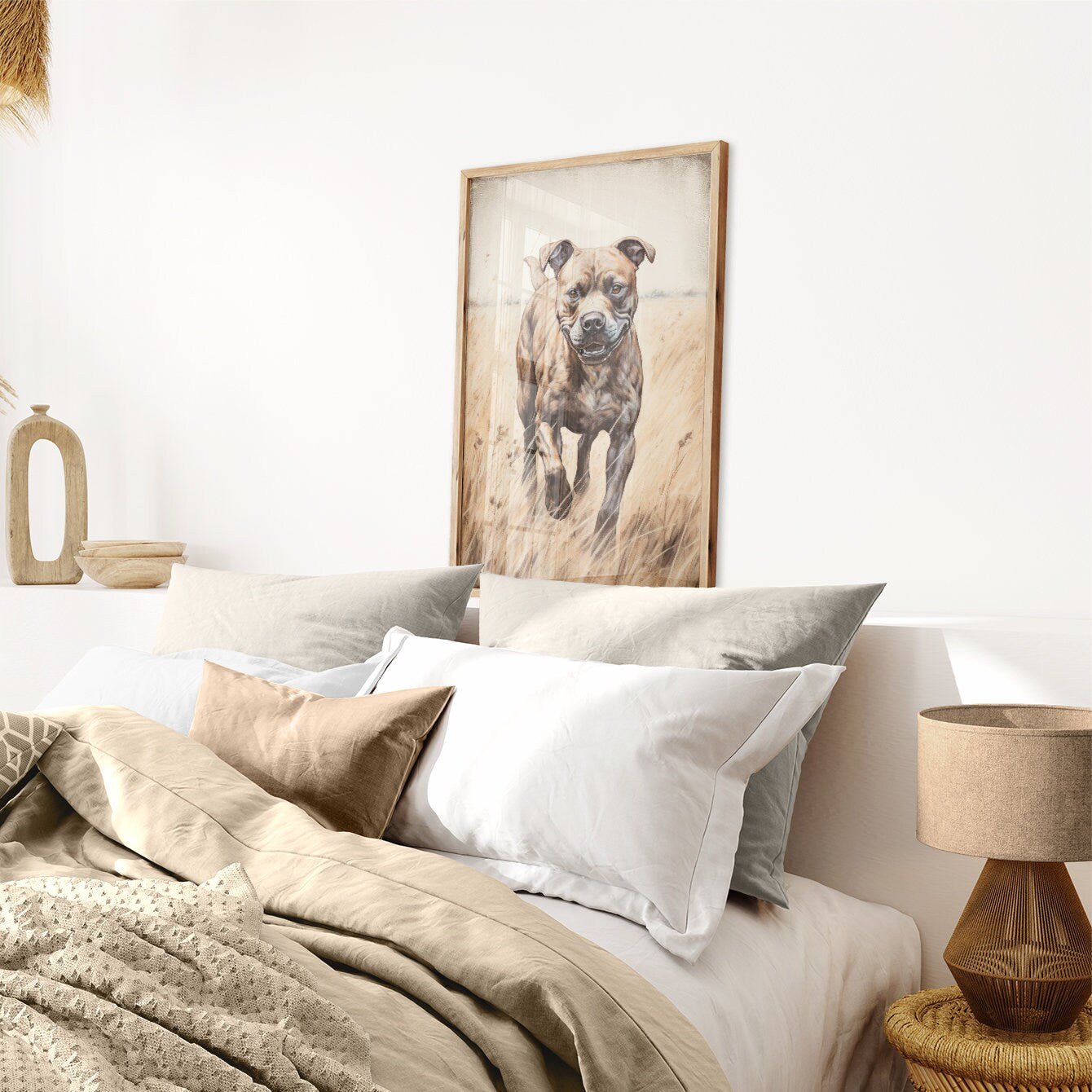 Staffordshire Bull Terrier Art, Rustic Dog Decor, Staffy Portrait - WildfieldPrints