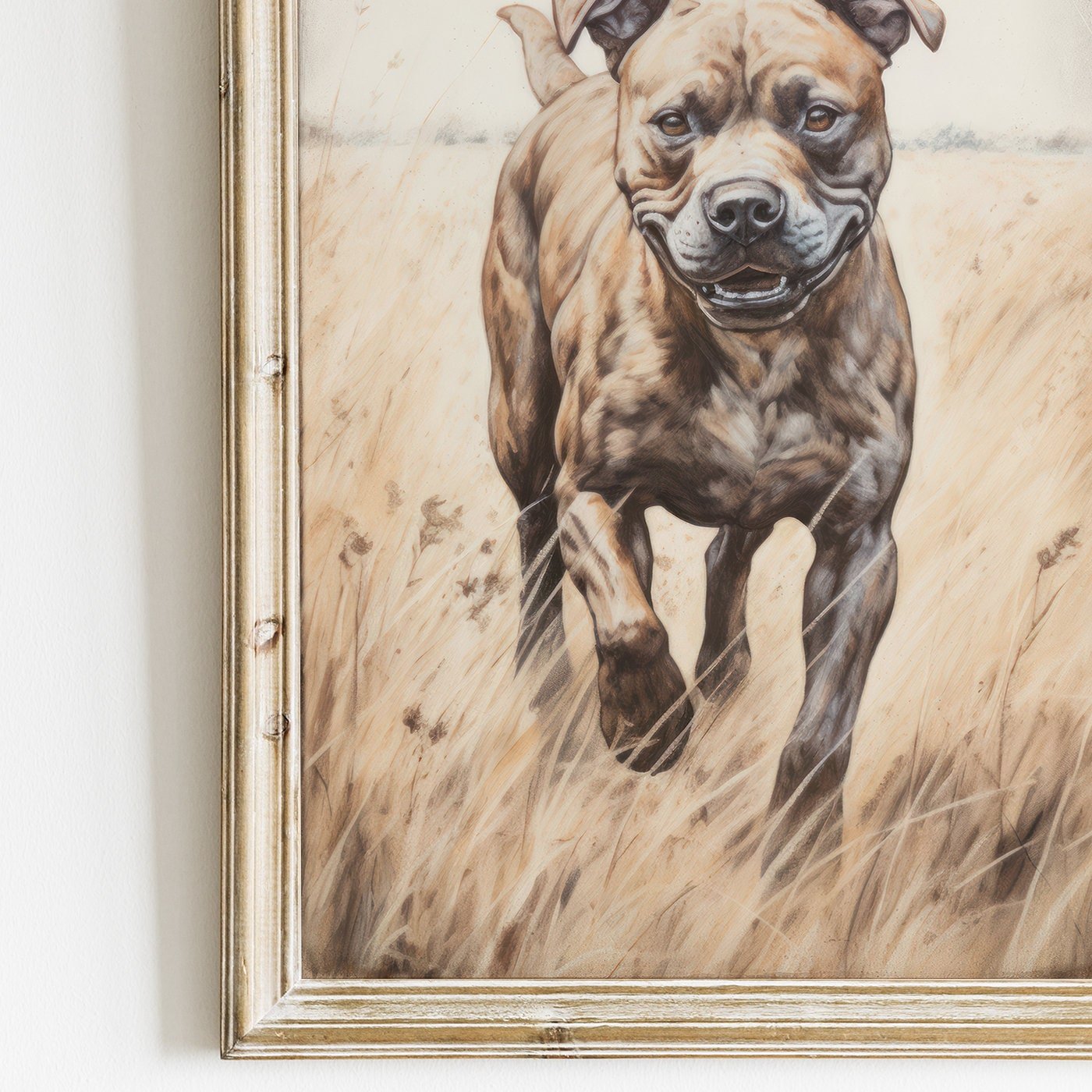 Staffordshire Bull Terrier Art, Rustic Dog Decor, Staffy Portrait - WildfieldPrints