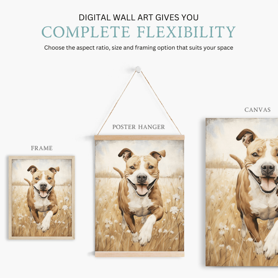 Staffordshire Bull Terrier Wall Art, Dog Lover Gift, Pet Portrait - WildfieldPrints