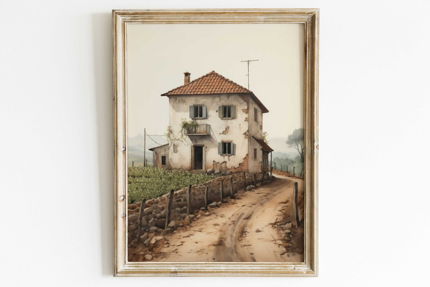 Stone House Art, Mediterranean Decor, Charming Cottage Print - WildfieldPrints