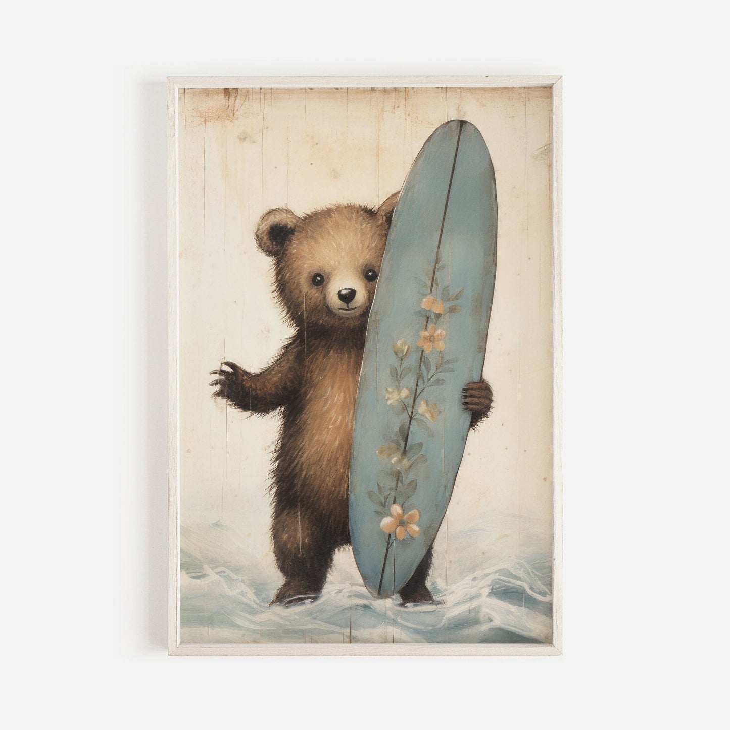 Surfer Bear Nursery Print, Surfing Kids Room Decor, Cute Animal Wall Art - WildfieldPrints