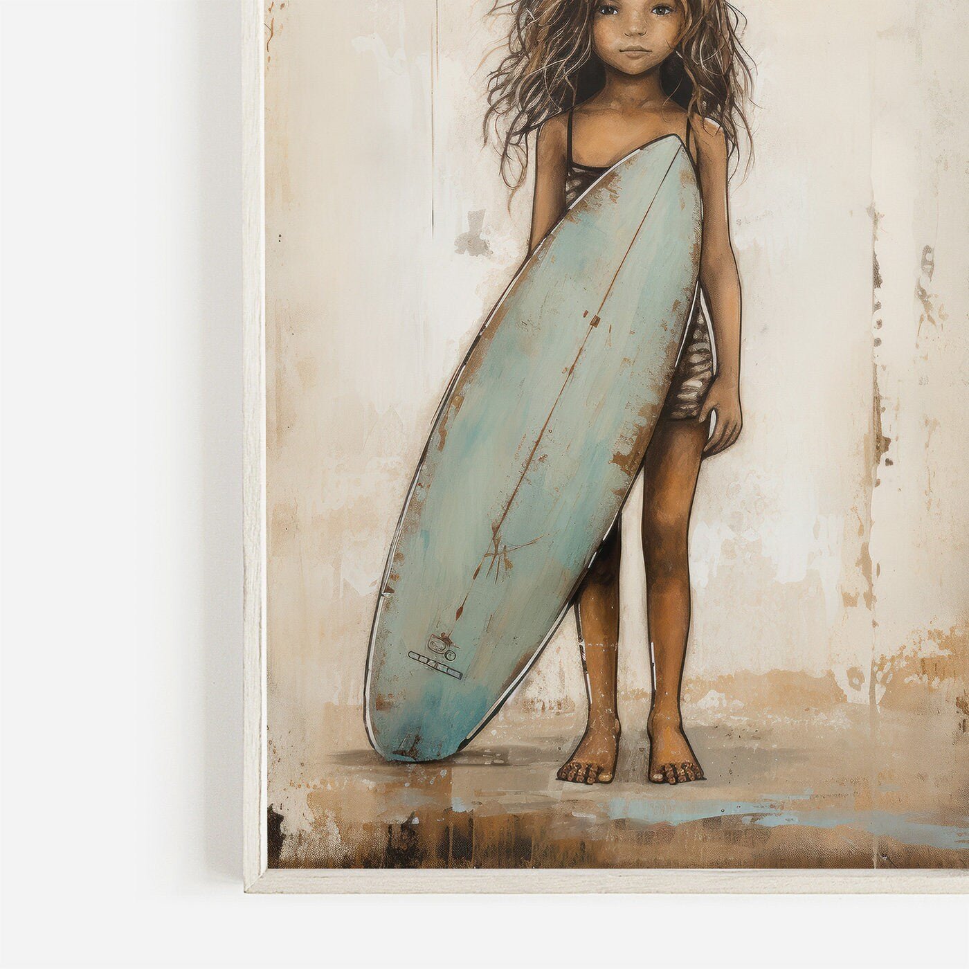 Surfer Girl Print, Vintage Nursery Decor, Beach Themed Wall Art - WildfieldPrints