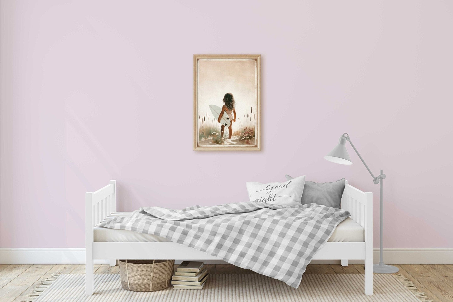 Surfer Girl Wall Art, Beach Nursery Decor, Cute Surfing Prints - WildfieldPrints