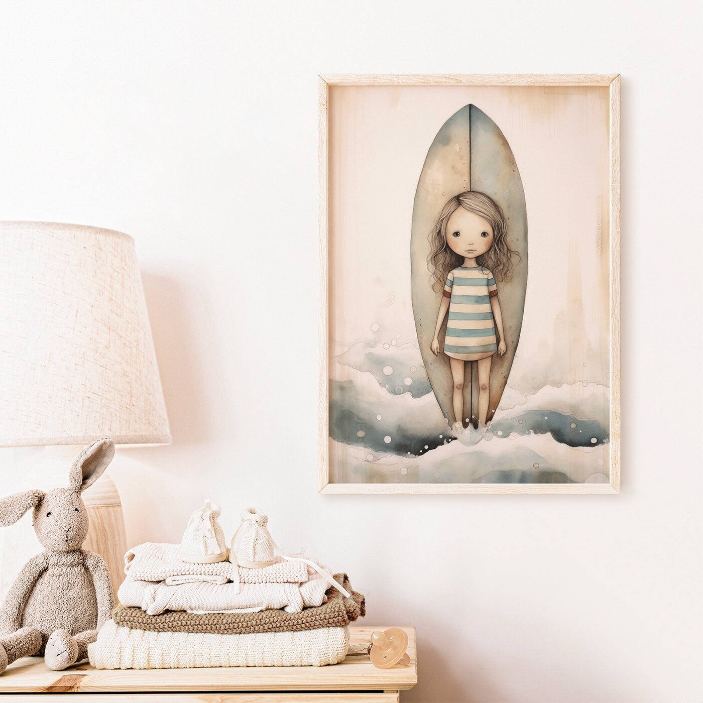 Surfer Nursery Decor, Vintage Surfing Wall Art for Girls Room - WildfieldPrints