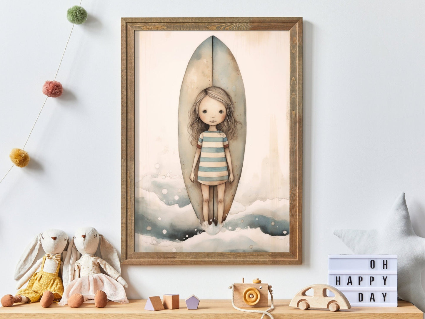 Surfer Nursery Decor, Vintage Surfing Wall Art for Girls Room - WildfieldPrints