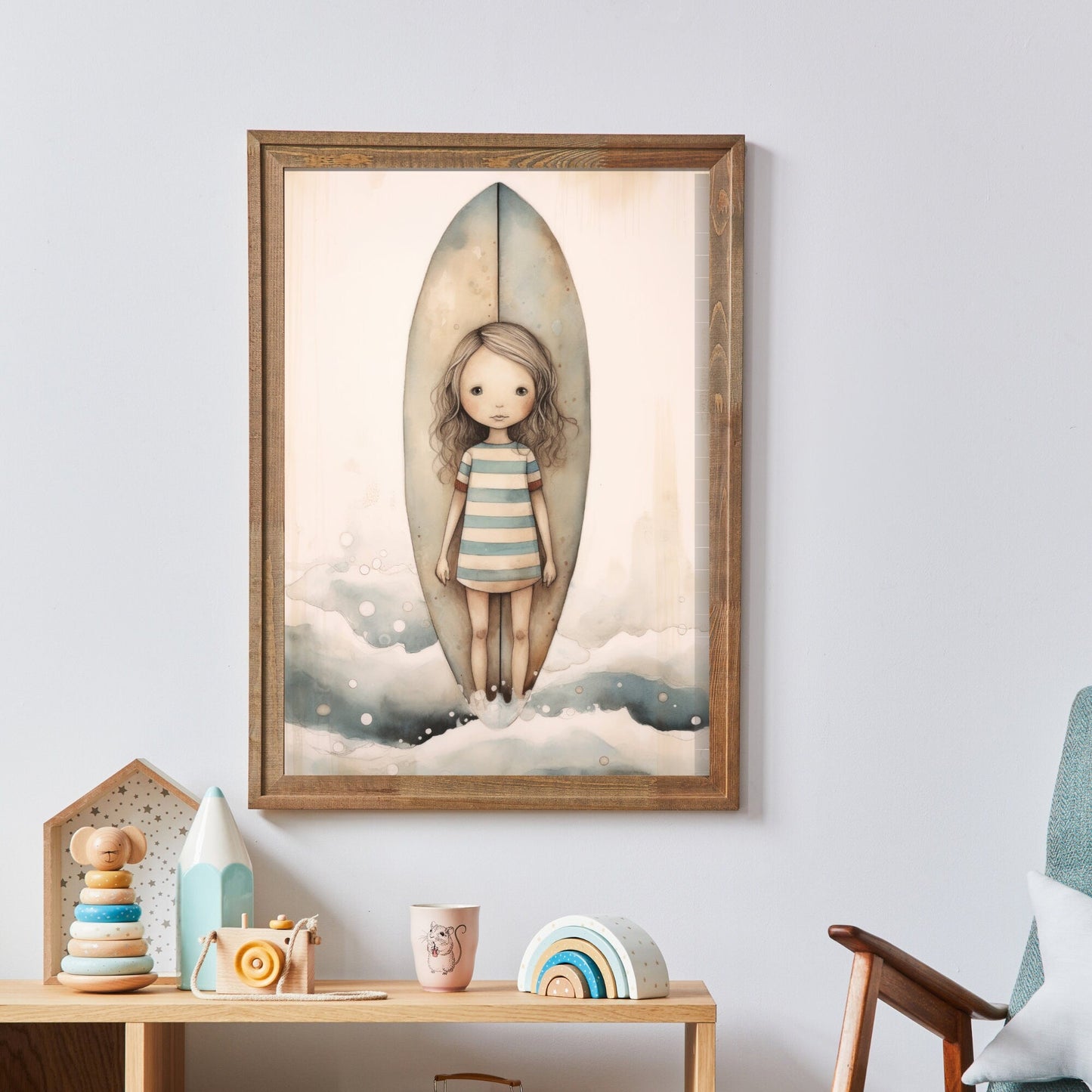Surfer Nursery Decor, Vintage Surfing Wall Art for Girls Room - WildfieldPrints