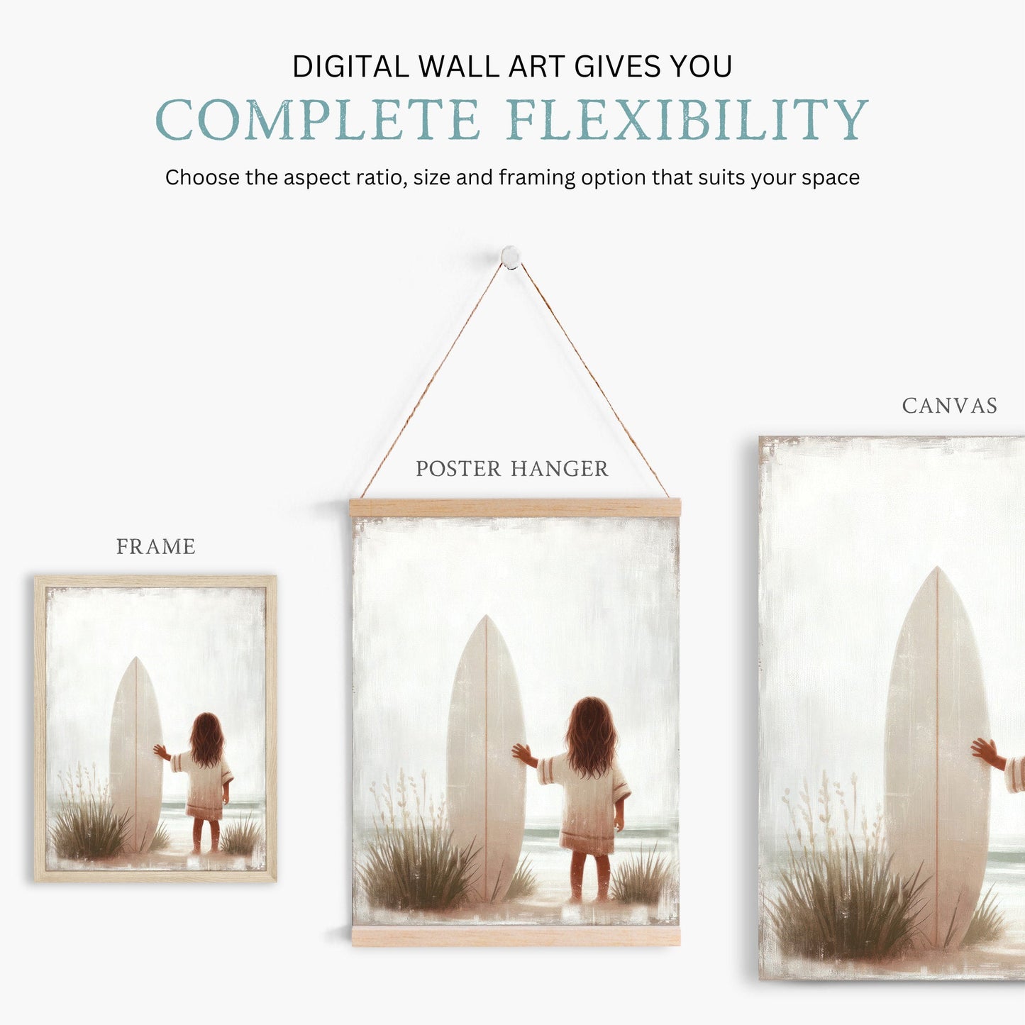 Surfing Nursery Decor, Beach Room Art, Surfer Print for Girls - WildfieldPrints