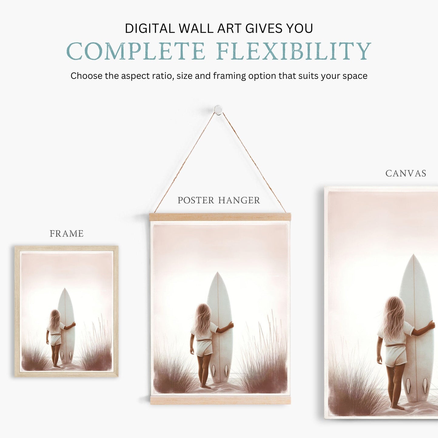 Surfing Nursery Decor, Little Surfer Girl Print, Beach Room Art - WildfieldPrints