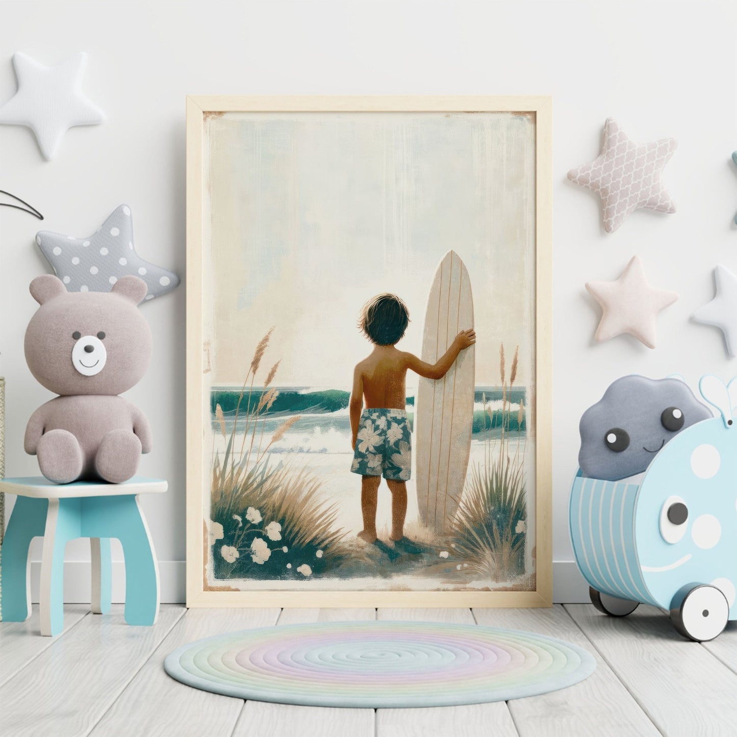 Surfing Nursery Decor, Surfer Boy Art, Beach - Themed Wall Decor - WildfieldPrints