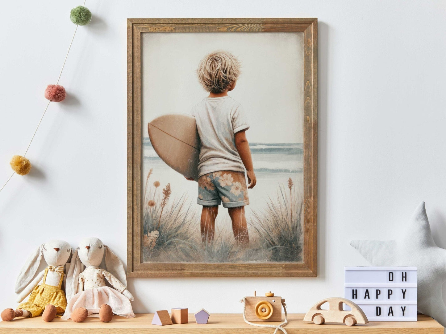 Surfing Nursery Decor, Surfer Boy Print, Beach Themed Room Art - WildfieldPrints