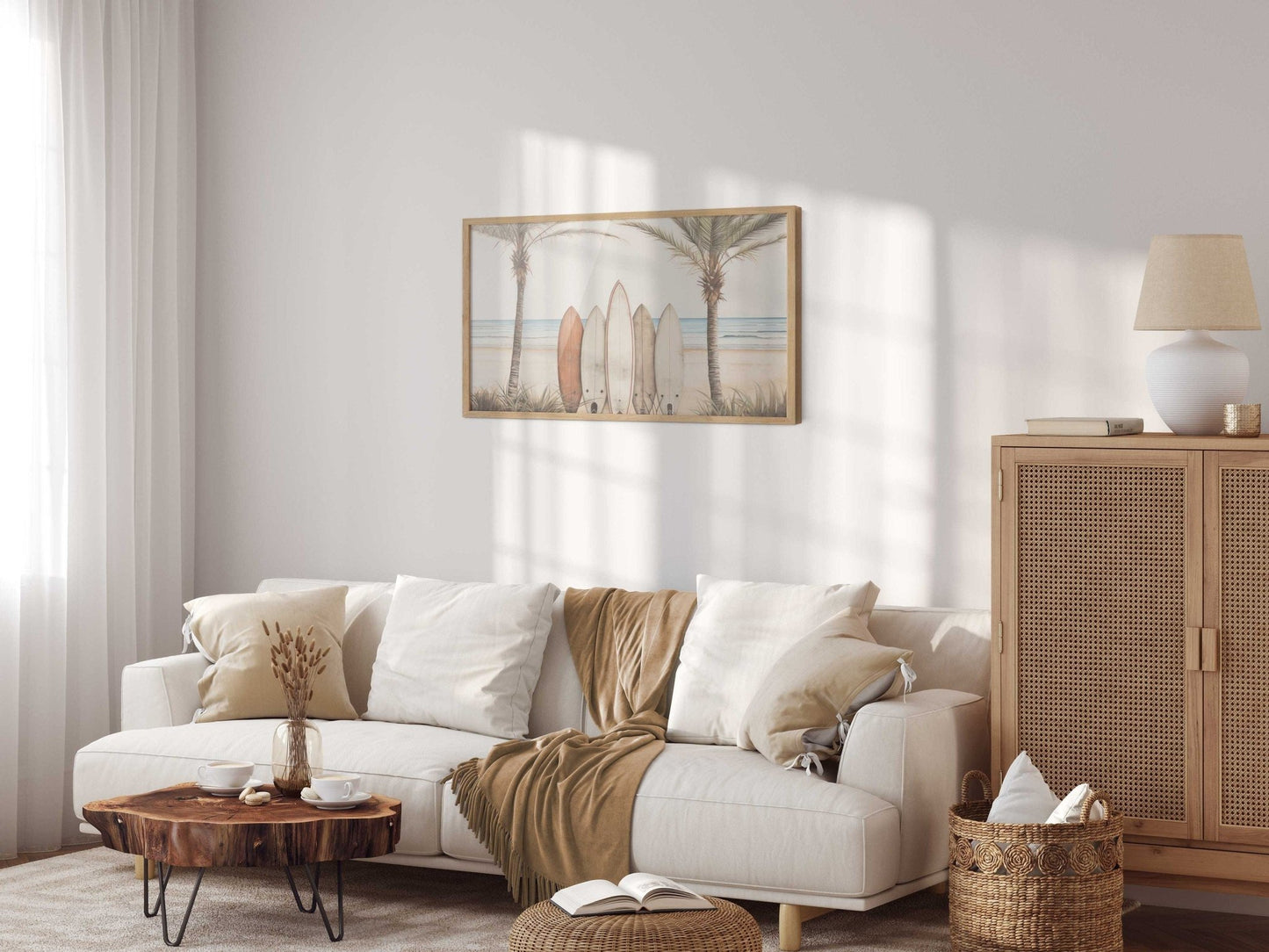 Surfing Wall Art, Tropical Beach Decor, Surfboard and Palm Prints - WildfieldPrints