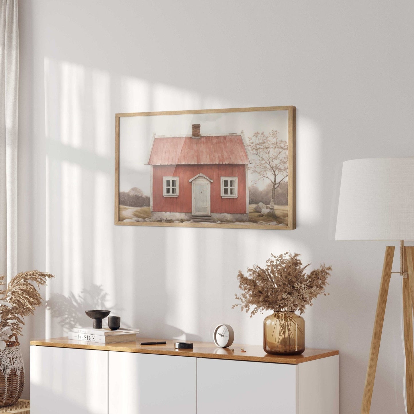 Swedish Cottage Print, Rustic Country House Art, Farmhouse Home Decor - WildfieldPrints