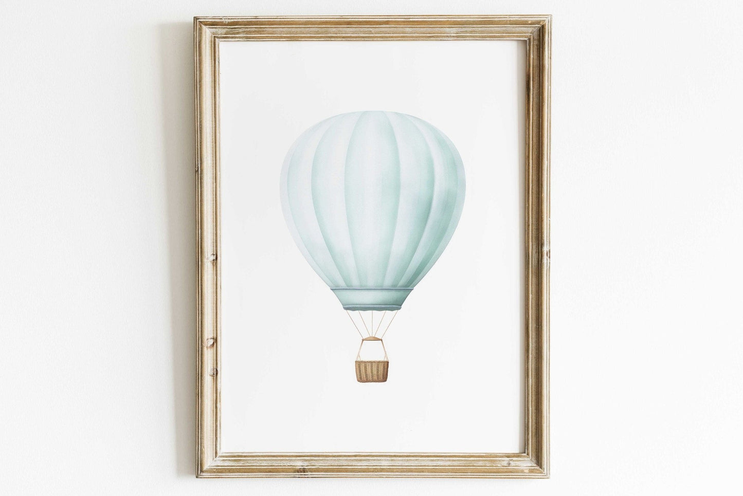 Teal Hot Air Balloon Nursery Decor, Vintage Wall Art, Pastel Print - WildfieldPrints