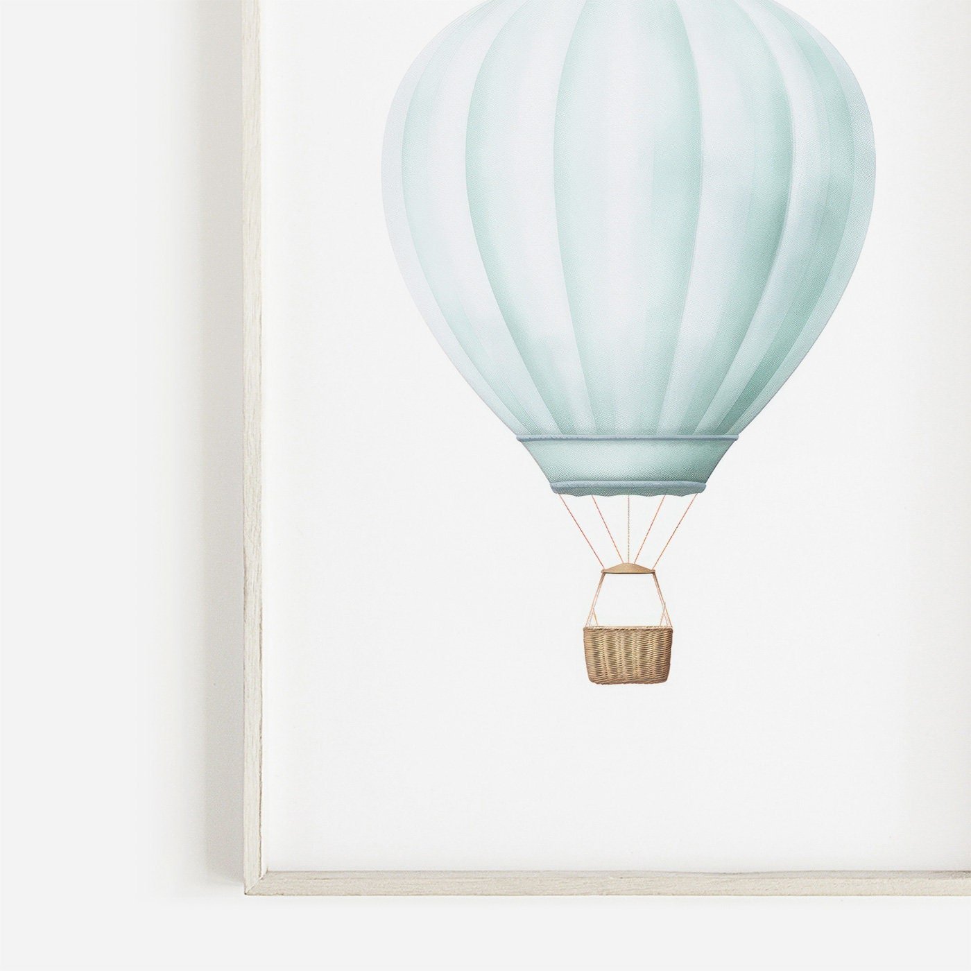 Teal Hot Air Balloon Nursery Decor, Vintage Wall Art, Pastel Print - WildfieldPrints
