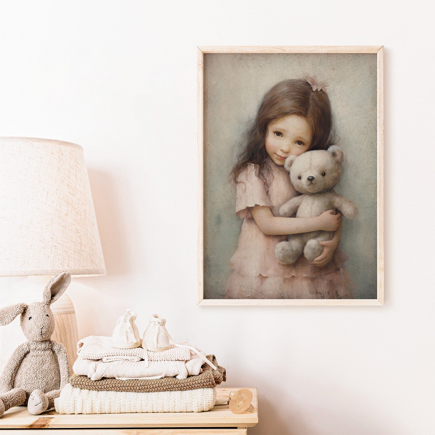 Teddy Bear Nursery Decor, Charming Girls Room Accent, Wall Art - WildfieldPrints