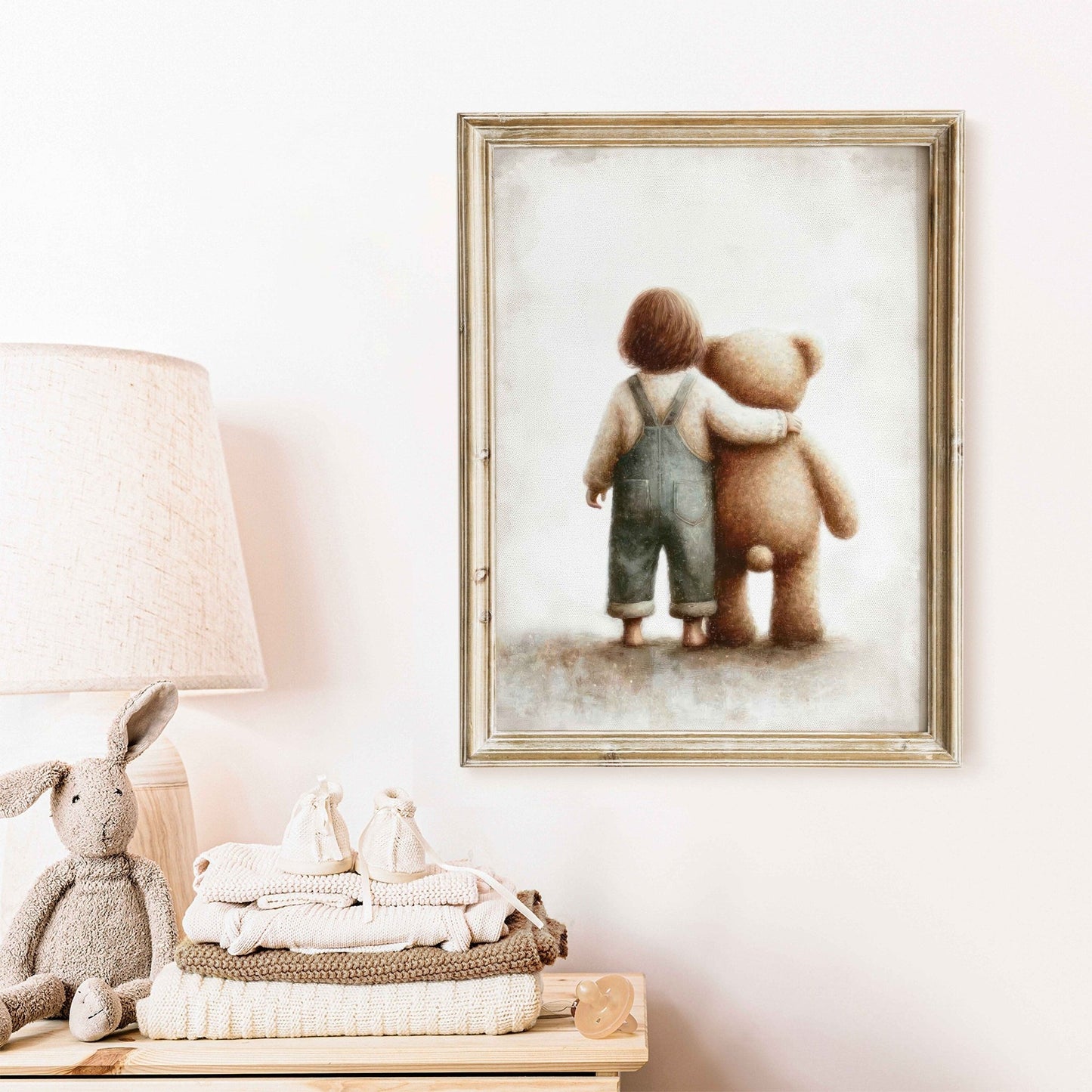 Teddy Bear Nursery Print, Rustic Girls Room Decor, Cute Bedroom Art - WildfieldPrints