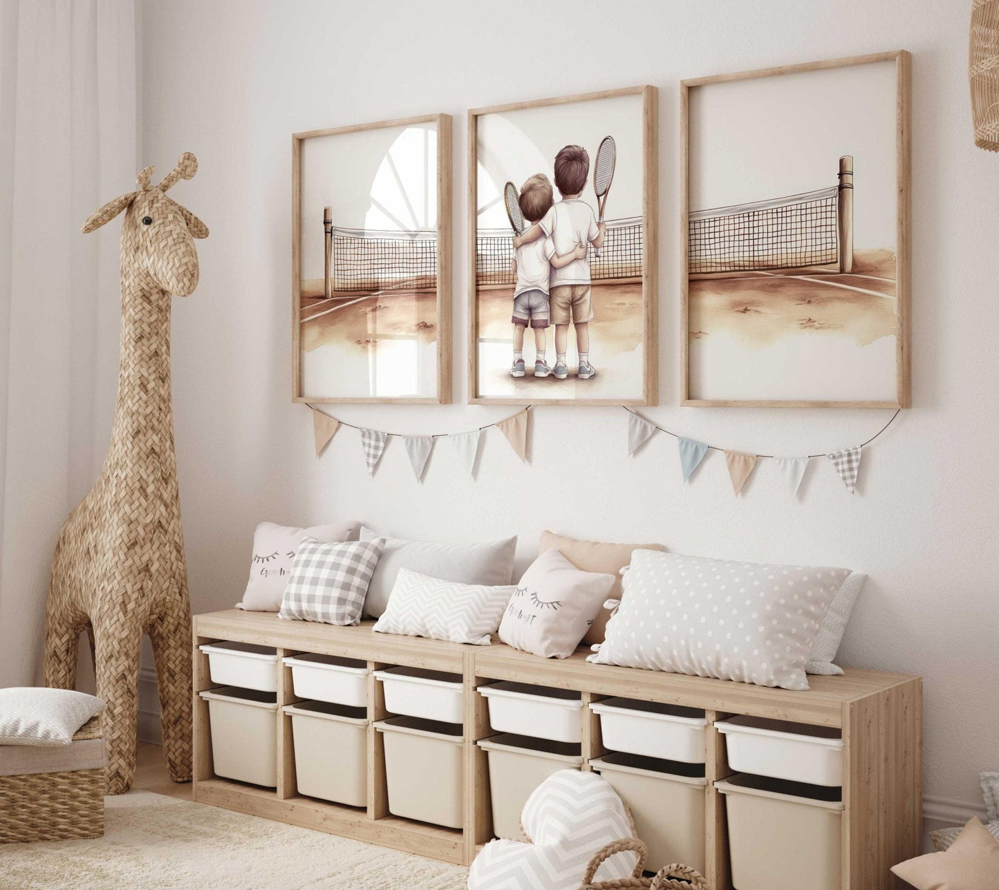 Tennis Nursery Decor, Tennis Boys Room Prints, Brother Wall Art, Brother Room Set of 3, Kids Tennis Gift, Printable Sports Nursery Wall Art - My Store