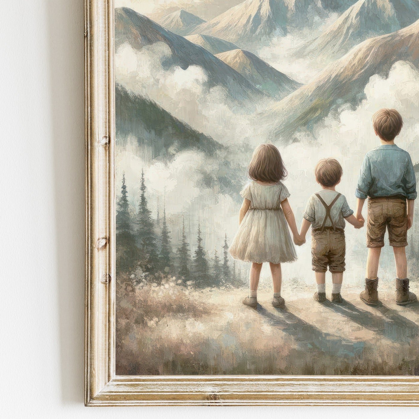 Three Siblings Print, Brother & Sister Wall Art, Adventure Decor - WildfieldPrints