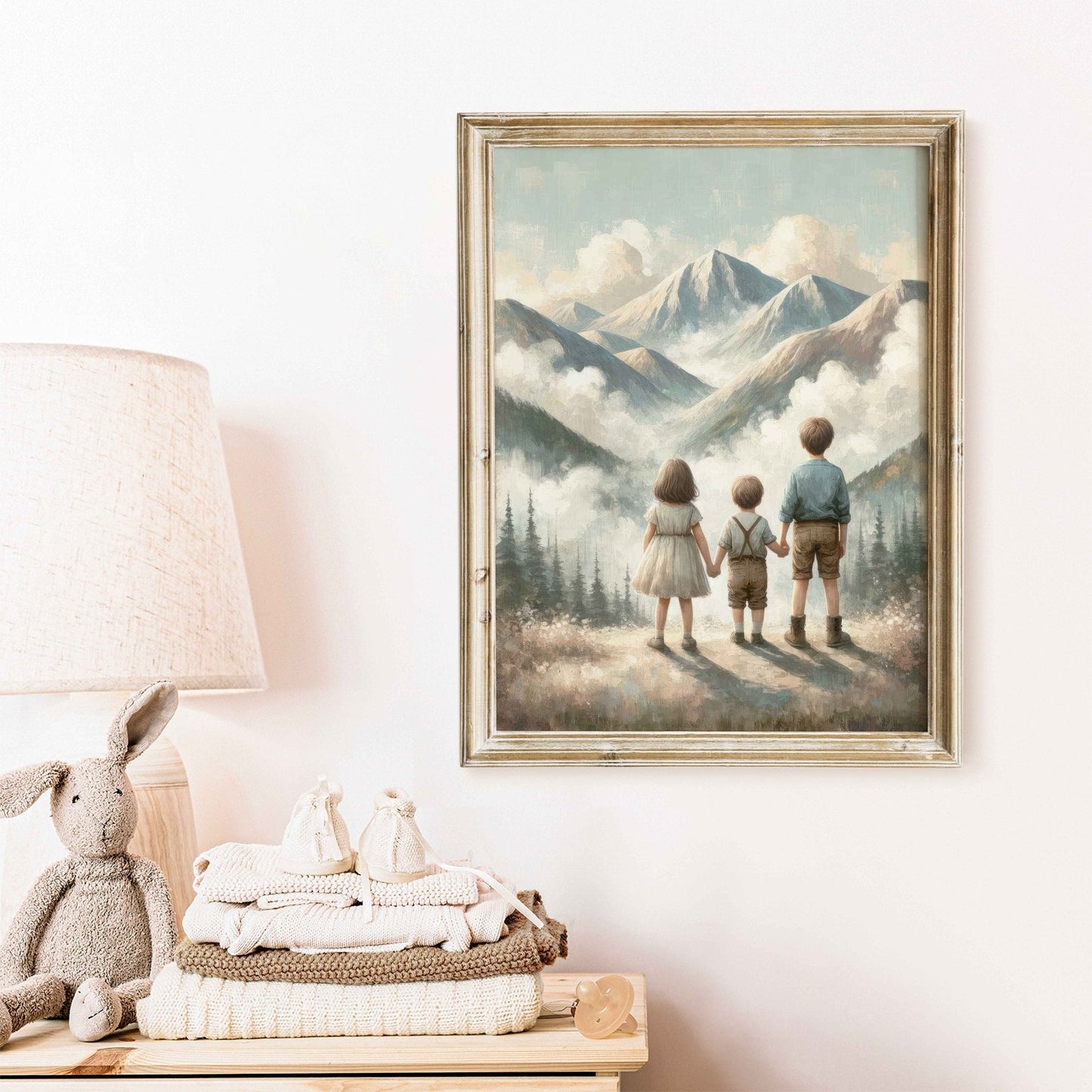 Three Siblings Print, Brother & Sister Wall Art, Adventure Decor - WildfieldPrints